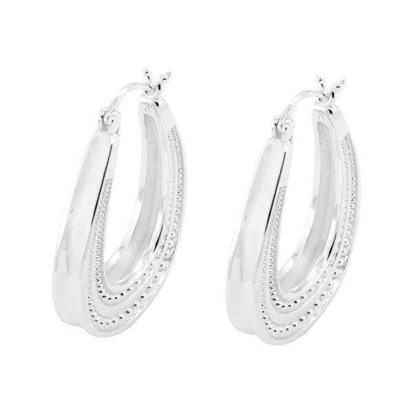 Marsala Beaded Oblong Click Hoop Earrings - image 