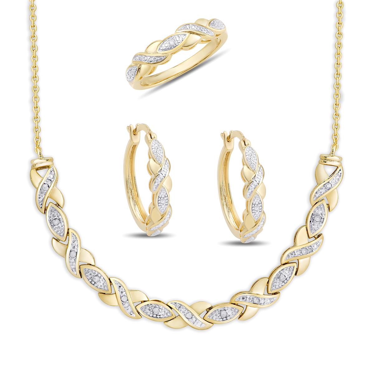 Gianni Argento Gold Plated 1/10ct. 3pc. XO Set