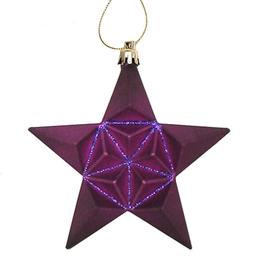DAK 12ct. Purple Shatterproof 2-Finish Star Christmas Ornaments