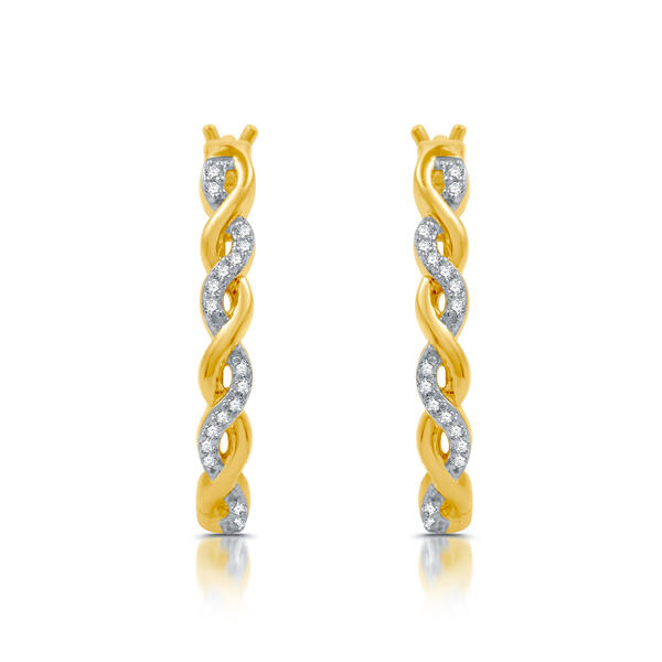 Nova Star&#40;R&#41; Yellow Gold Plated 1/10ctw. Lab Grown Hoop Earrings - image 