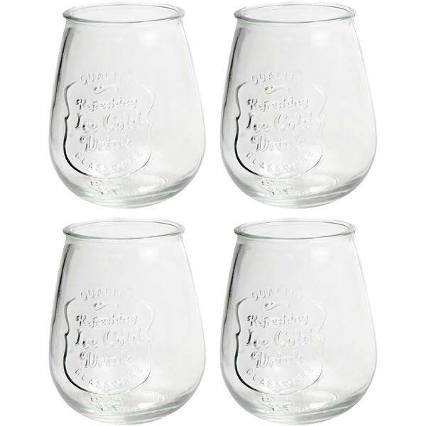 Home Essentials 21oz. Clear Stemless Wine Glasses - Set of 4 - image 