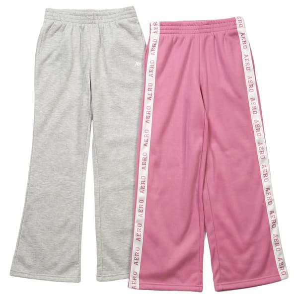 Girls (7-16) Aeropostale 2pk. Wide/Flare Fleece Lined Pants -Pink