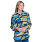 Womens Multiples 3/4 Sleeve Wavy Stripe Button Down - image 3