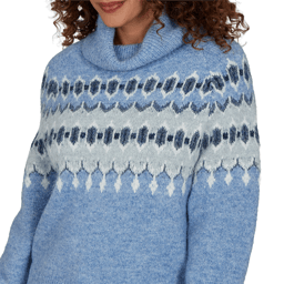 Petite Skye’s the Limit Icy Blue Sparkle Fair Isle Sweater