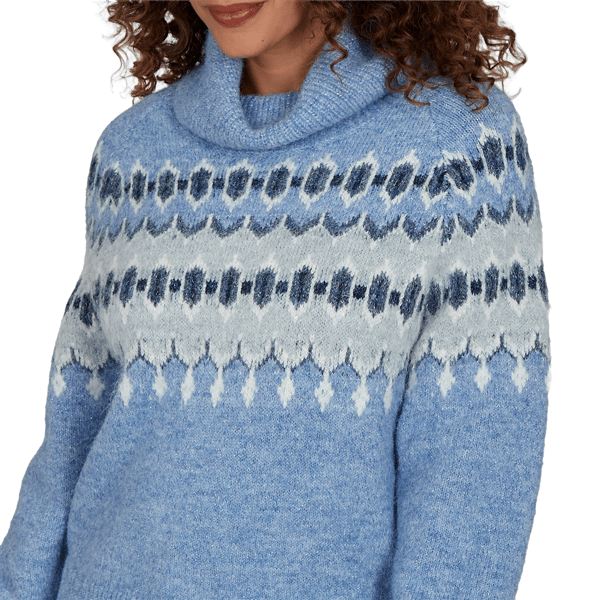 Petites Skye’s the Limit Icy Blue Sparkle Long Sleeve Cowl Neck