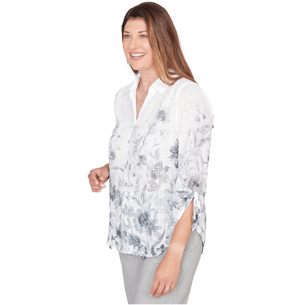 Petite Alfred Dunner Al Fresco Floral Button Front Blouse