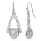 1928 Silver Tone Cat Faux Pearl Drop Earrings - image 1