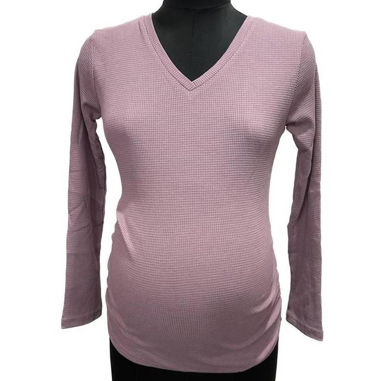 Womens Times Two Side Ruched Waffle Knit Maternity Tee