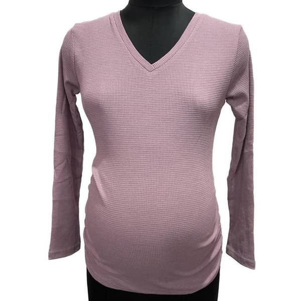 Womens Times Two Side Ruched Waffle Knit Maternity Tee