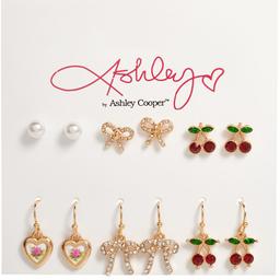 Ashley 6pr. Pearls/Bows/Cherry Earring Set