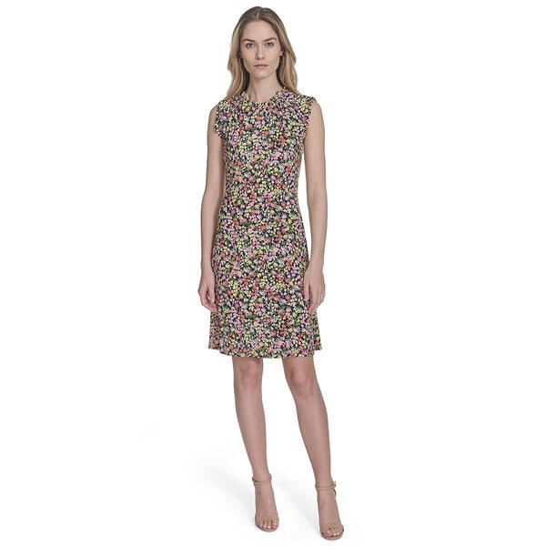 Womens Tommy Hilfiger Sleeveless Ruffle Trim Jersey Floral Dress - image 