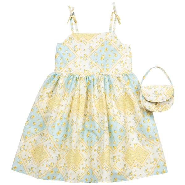 Girls (7-12) BTween(R) Bow Strap Patchwork Poplin Dress w/ Purse - image 