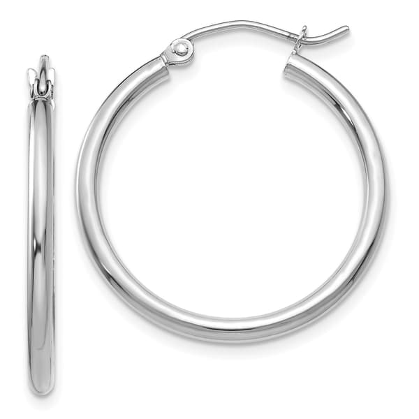 Gold Classics(tm) 14kt.White Gold 25mm Hoop Tube Earrings - image 