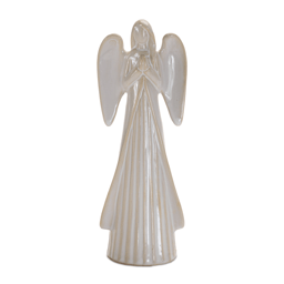 Melrose White Glazed Angel Figurines - Set of 2