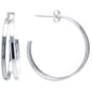 Fine Silver Plated 30mm Double Row Hoop Earrings - image 1