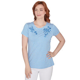 Petites Skye''s The Limit Coral Gables Striped Short Sleeve Top