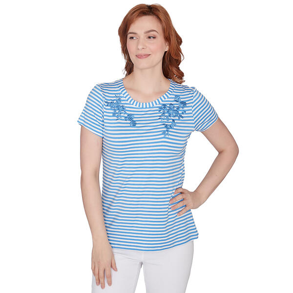Petites Skye''s The Limit Coral Gables Striped Short Sleeve Top - image 