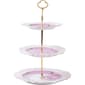 Home Essentials 3-Tier Pierced Pink Rose Round Cake Stand - image 1