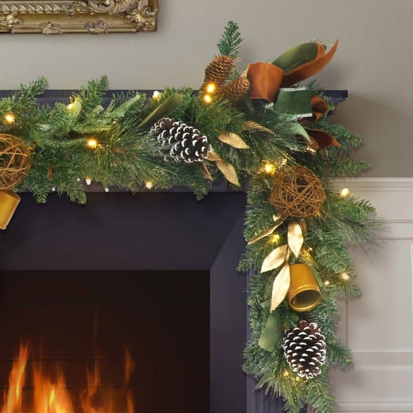 Puleo International 9ft. Pre-Lit Decorated Artificial Garland