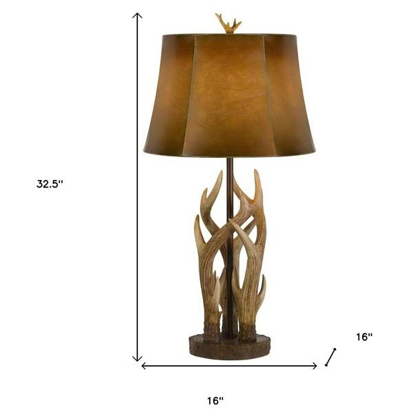 HomeRoots 33in. Brown Antlers Table Lamp