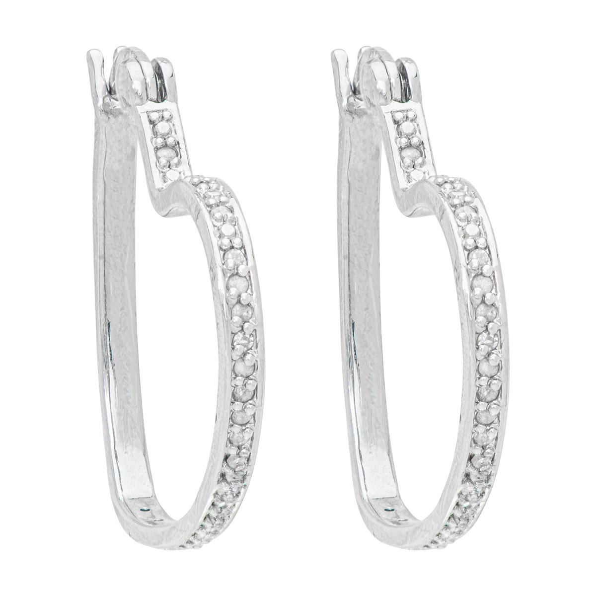 Accents by Gianni Argento Diamond Tilted Heart Hoop Earrings