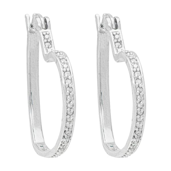 Accents by Gianni Argento Diamond Tilted Heart Hoop Earrings - image 