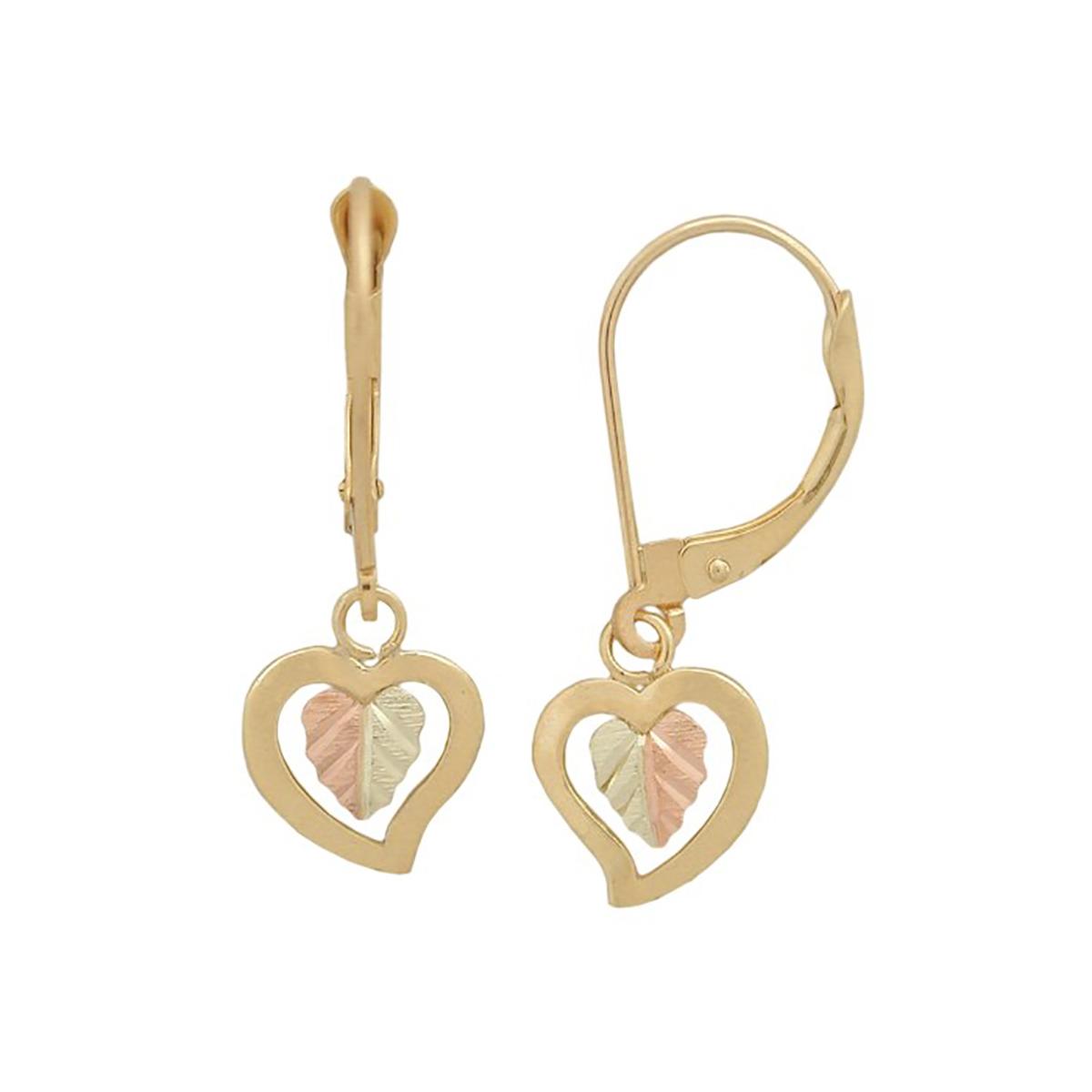 Black Hills Gold 10kt. Heart Leaver Back Earrings