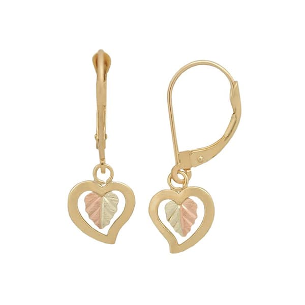 Black Hills Gold 10kt. Heart Leaver Back Earrings - image 