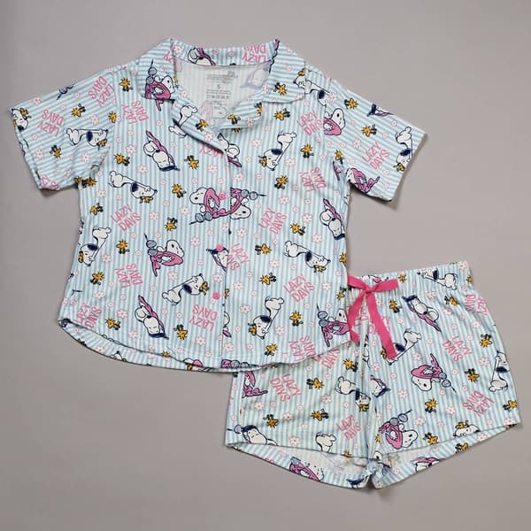 Womens Peanuts™ Snoopy & Woodstock Lazy Days Short Pajama Set - image 