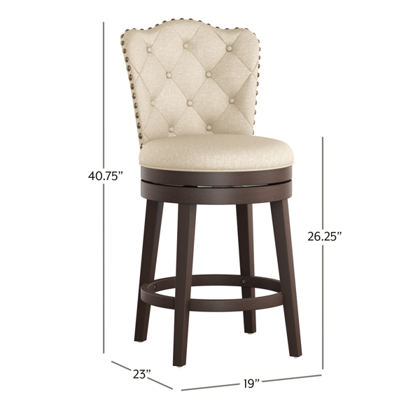 HH2 Home Edenwood Cream Counter Height Swivel Stool