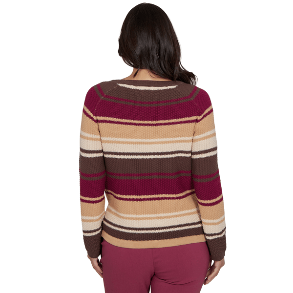 Womens Hearts of Palm Berry Fabulous Long Sleeve Tie Hem Sweater