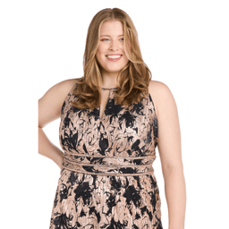 Plus Size R&M Richards Sleeveless Foil Evening Gown