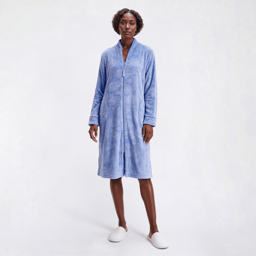 Womens Jasmine Rose Floral Roses 3D Embossed Zip Robe
