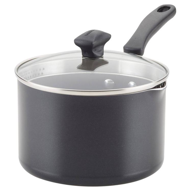 Farberware(R) DiamondMax(tm) 3-Quart Black Straining Saucepan