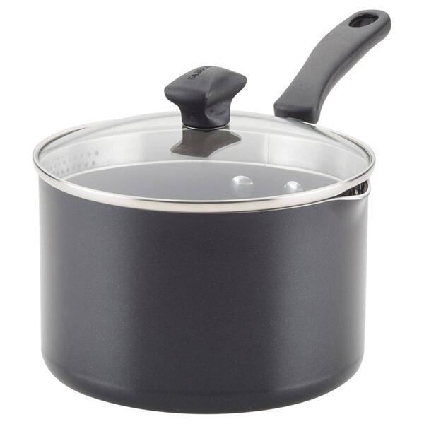 Farberware&#40;R&#41; DiamondMax&#40;tm&#41; 3-Quart Black Straining Saucepan - image 