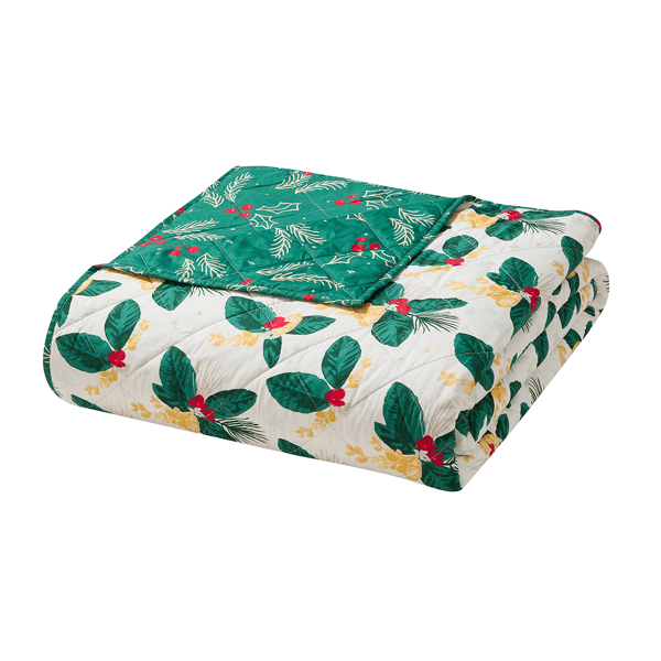 Hallmark Green Poinsettia 3pc. Holiday Quilt Set