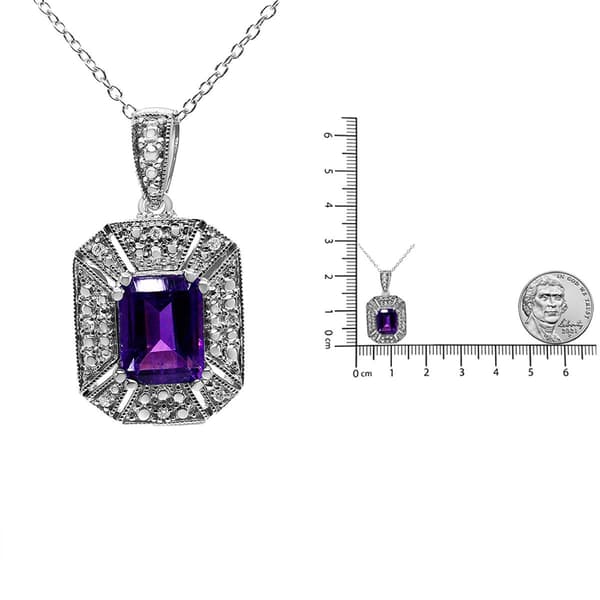 Haus of Brilliance Sterling Silver Amethyst Diamond Pendant