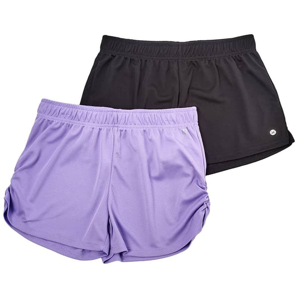 Girls (7-16) RBX 2pk. Ruched Mesh Shorts - Lilac Breeze