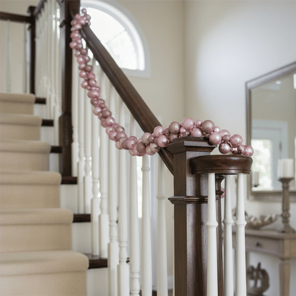 Northlight 6ft. Pink 3-Finish Shatterproof Ball Christmas Garland