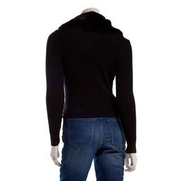 Juniors A. Byer Long Sleeve Fur Collar Tie Front Cardigan