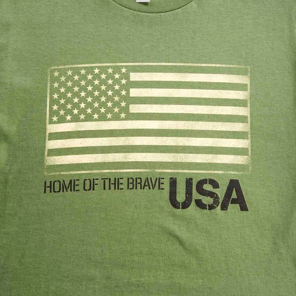 Mens Short Sleeve Patch Flag Graphic Tee