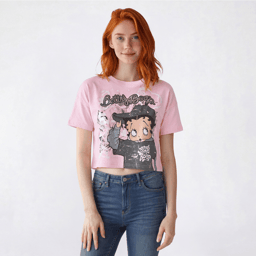 Juniors SouthPole Betty Boop Foil Cropped Tee