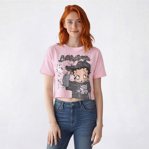 Juniors SouthPole Betty Boop Foil Cropped Tee
