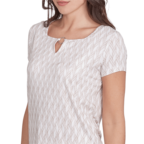 Womens Emaline Key Items Short Sleeve Chevron Square Neck Tee