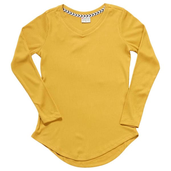 Girls &#40;7-16&#41; Poof! Long Sleeve V-Neck Rib Tee