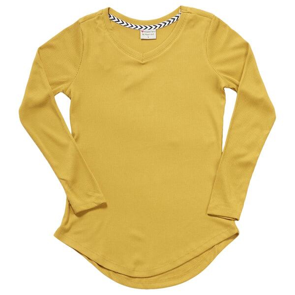 Girls &#40;7-16&#41; Poof! Long Sleeve V-Neck Rib Tee - image 
