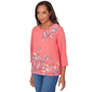 Womens Alfred Dunner Austin 3/4 Sleeve Etched Floral Blouse - image 3