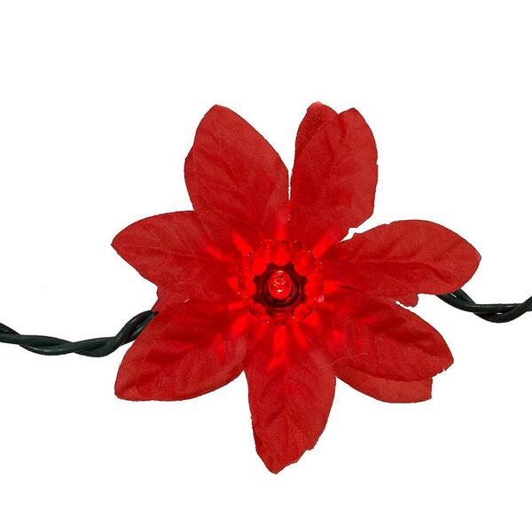 Kurt Adler 20-Light Red Poinsettia Light Set - image 