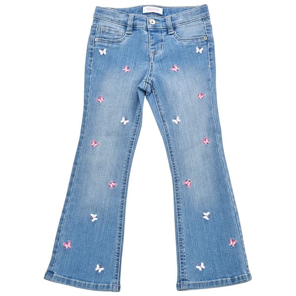 Girls (4-6x) Squeeze Flare Jeans w/ Embroidered Butterflies - image 