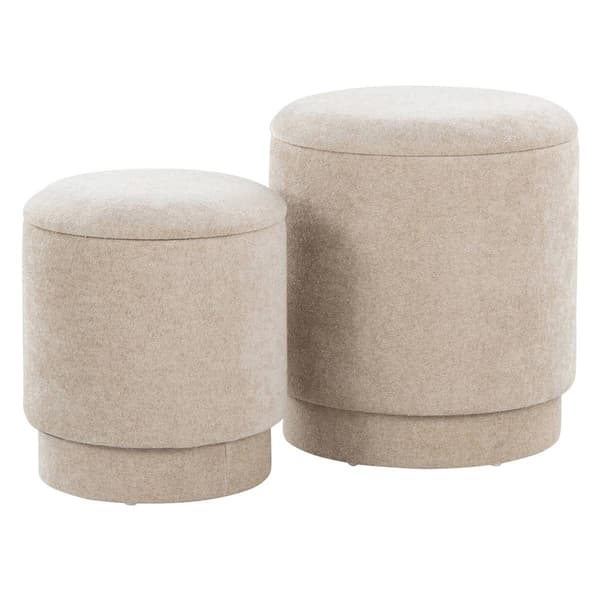LumiSource Upholstered Contemporary Ottoman Set